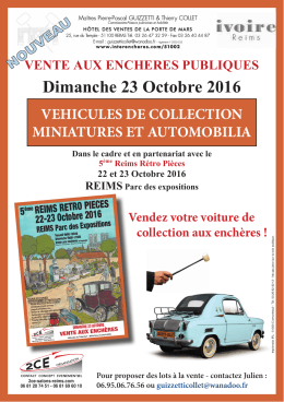 VENTE AUX ENCHERES PUBLIQUES Dimanche 23 Octobre 2016