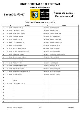 LIGUE DE BRETAGNE DE FOOTBALL Saison 2016/2017 Coupe du