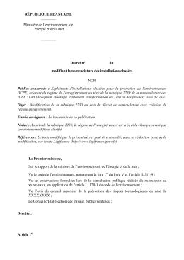 RÉPUBLIQUE FRANÇAISE Ministère de l`environnement, de l