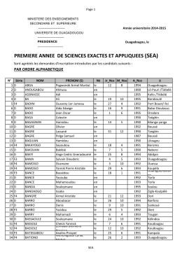 premiere annee de sciences exactes et appliquees (sea)