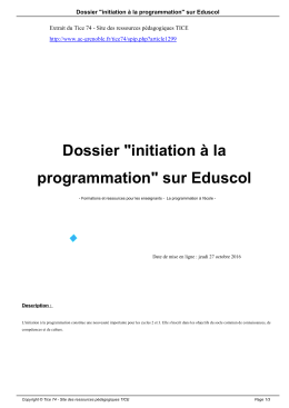 Dossier "initiation &agrave; la programmation" sur Eduscol