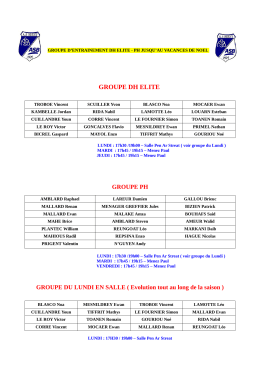 groupes d`entrainement jusqu`au vacances de noel