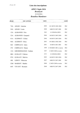 Liste par clubs Open Night Besan&ccedil;on 2016