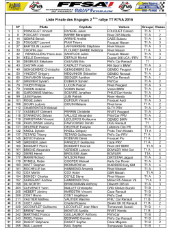 LISTE OFFICIELLE DES ENGAGES 2016
