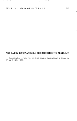 BULLETIN D`INFORMATIONS DE L`ABF 255 ASSOCIATION