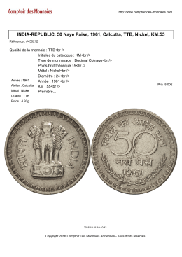 INDIA-REPUBLIC, 50 Naye Paise, 1961, Calcutta, TTB, Nickel, KM:55