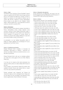 R&egrave;glement du jeu-concours