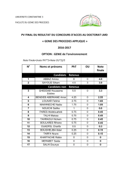 GENIE DES PROCEDES APPLIQUE » 2016