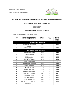 2016-2017 OPTION : GENIE pharmaceut
