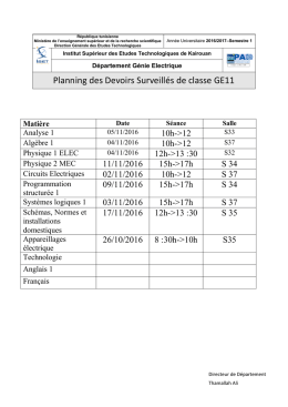 Planning des Devoirs Surveillés de classe GE11