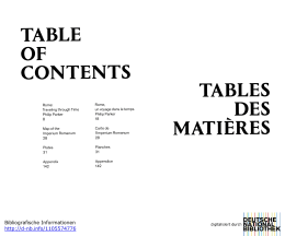 TABLE OF CONTENTS TABLES DES MATI&Egrave;RES