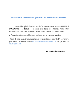 Invitation à l`assemblée générale du comité d`animation.