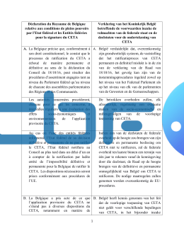 Déclaration du Royaume de Belgique relative aux conditions de
