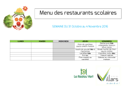 Menu des cantines