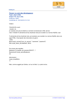 Forum: Le coin des d&eacute;veloppeurs