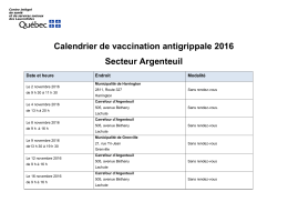 Calendrier de vaccination antigrippale 2016 Secteur Argenteuil