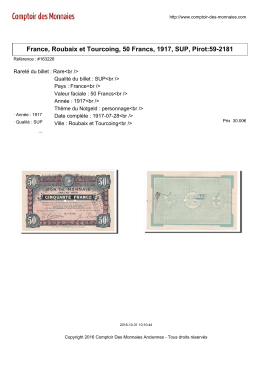 France, Roubaix et Tourcoing, 50 Francs, 1917, SUP, Pirot:59-2181