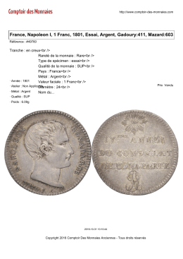 France, Napoleon I, 1 Franc, 1801, Essai, Argent, Gadoury:411