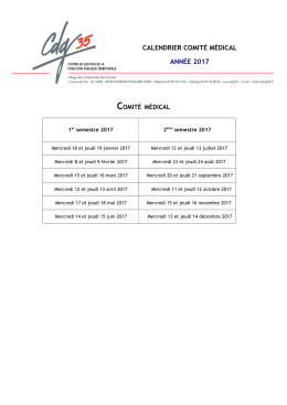 Calendrier 2017 séances comité médical