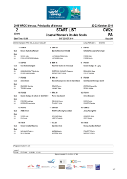 StartList Race 311 CW2x FA