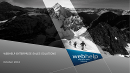 WEBHELP ENTERPRISE SALES SOLUTIONS October 2016