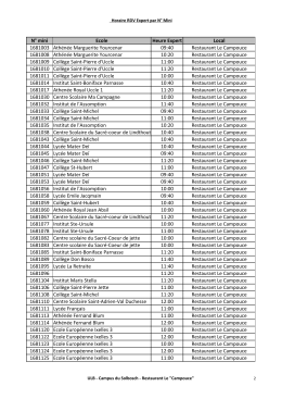 Horaire des Rendez-Vous avec les experts