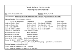 Tennis de Table Club Laurentin Planning des