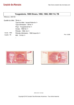 Yougoslavie, 1000 Dinara, 1992, 1992, KM:114, TB