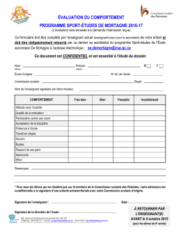 &Eacute;valuation du comportement 2016-2017