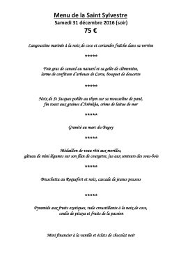 Menu St Sylvestre - Hôtel le Val d`Amby