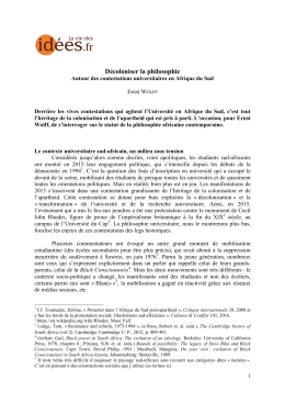D&eacute;coloniser la philosophie