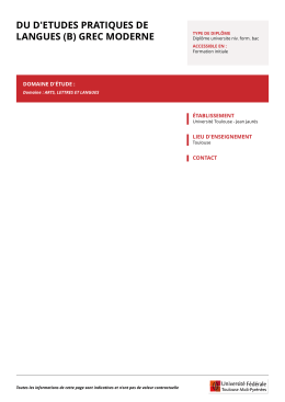 DU D`ETUDES PRATIQUES DE LANGUES (B) GREC MODERNE