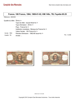 France, 100 Francs, 1964, 1969-01
