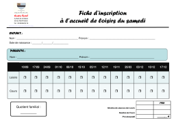 Formulaire - Inscription AL Samedis (Septembre à Decembre 2016)