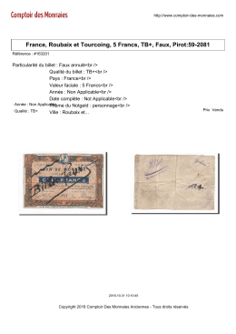 France, Roubaix et Tourcoing, 5 Francs, TB+, Faux, Pirot:59-2081