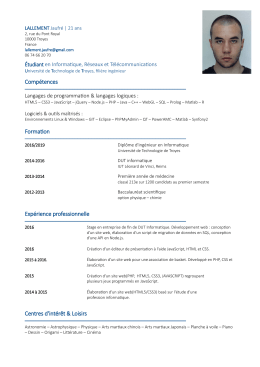 Compétences Formation Expérience professionnelle Centres d
