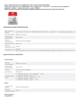 SPECIFICATIONS PRINCIPALES Sp&eacute;cifications d&eacute;taill&eacute;es