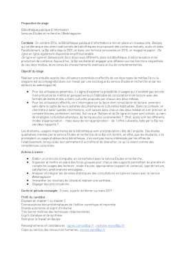 Stage "enqu&ecirc;te d`usages du public sur le webmagazine