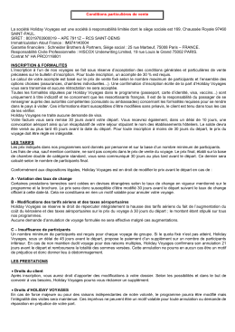 Conditions particuli&egrave;res de vente