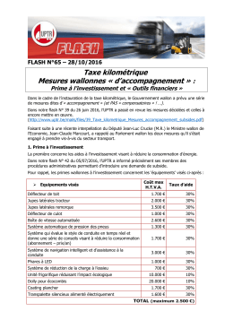 Taxe kilométrique : Mesures wallonnes « d`accompagnement