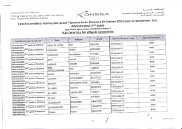 Liste des candidats retenus pour passer I`épreuve écrite