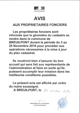 Page 1 Républicue Française AVIS AUX PROPRIETAIRES