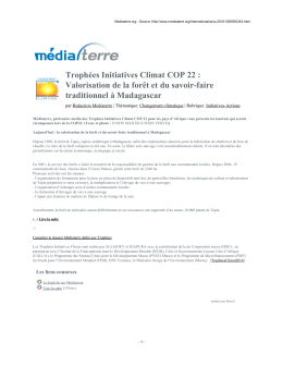 Trophées Initiatives Climat COP 22 : Valorisation de la forêt et du