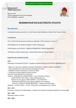Recrutement CV DESSINATEUR EN ELECTRICITE CFA/CFO
