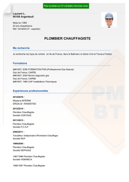 Recrutement CV PLOMBIER CHAUFFAGISTE