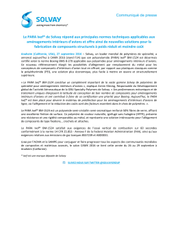 Communiqu&eacute; de presse Le PARA Ixef&reg; de Solvay r&eacute;pond aux