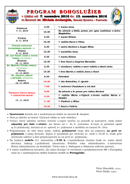 program bohoslužieb