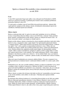 Spr&aacute;va o činnosti SZO&Scaron; 2016 - Slovensk&yacute; zv&auml;z orientačn&yacute;ch &scaron;portov