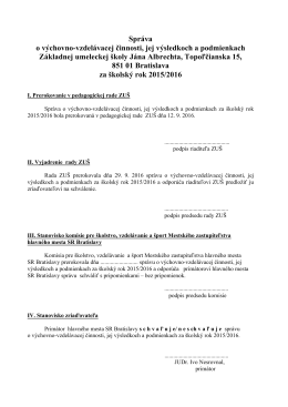 Spr&aacute;va o v&yacute;chovno-vzdel&aacute;vacej činnosti 15/16
