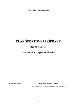 Plán športovej prípravy na ME 2017